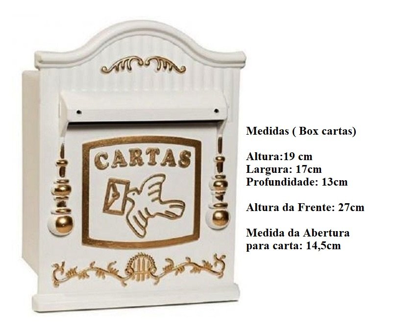 Caixa de Correio Média 26 PVC cor Branca e Dourado - Real - Ficone Reis - 2