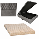 Ver imagem 1 de Cama Box Baú Blindada com Colchão de Espuma Toulon D33 + Cabeceira Botonê - Casal Suede Cinza