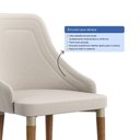 Ver imagem 5 de Conjunto de 4 Cadeiras de Madeira Maciça Estofada Evelyn Natural com Linho Off White