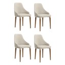 Ver imagem 1 de Conjunto de 4 Cadeiras de Madeira Maciça Estofada Evelyn Natural com Linho Off White