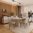 Ver imagem 4 de Conjunto de 4 Cadeiras de Madeira Maciça Estofada Evelyn Natural com Linho Off White
