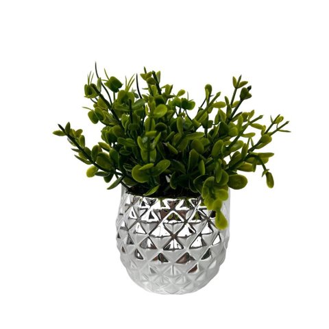 Vaso Cachepot Prata em Alto Relevo 3d Decoração Casa