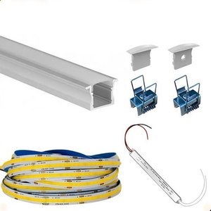 Perfil de Alumínio Embutir 25mm com Fita Led Cob Fonte Slim