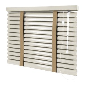 Persiana Horizontal - 1,70m Larg X 1,20m Alt - Alumínio 50mm com Fita Decorativa - Cor: Bege Claro -
