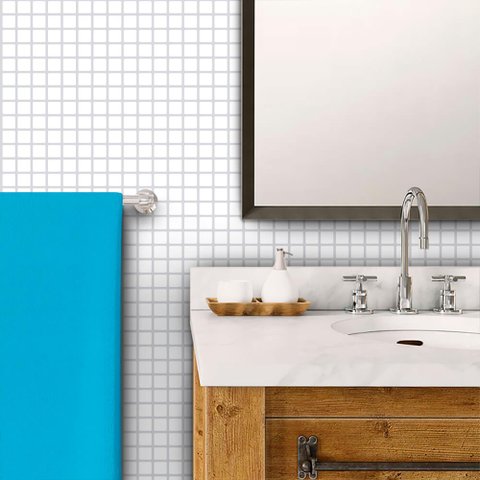 Adesivo de Azulejo Pastilhas Brancas Arte Destaque