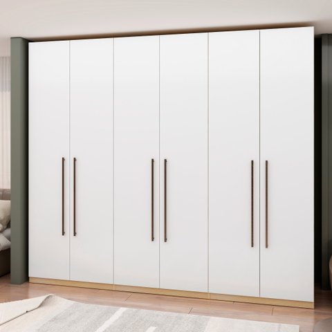 Guarda Roupa 6 Portas 3 Gavetas Nero Infinity Savana/Branco