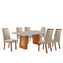 Ver imagem 1 de Mesa de Jantar Carolina 180cm Tampo MDF Vidro Canto Copo com 6 Cadeira Aline