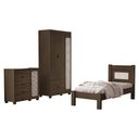 Ver imagem 1 de Quarto Solteiro Clara Cama Comoda e Guarda Roupa Mdf Chocolate Decmade
