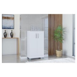 Armário Multiuso 2 Portas Pequeno Branco Brilho - Poquema - 4