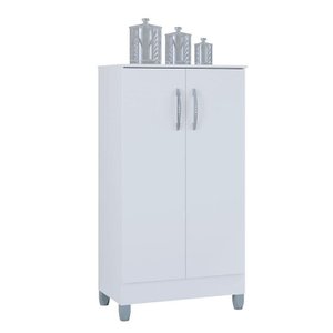 Armário Multiuso 2 Portas Pequeno Branco Brilho - Poquema