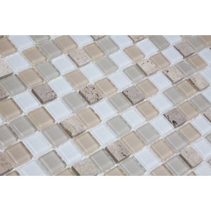 Pastilha de Vidro 30x30 com Pedras Naturais e Metais Cristal Fit