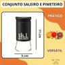 Kit Saleiro Pimenteiro em Inox Vidro Porta Tempreros 2 Peças Conjunto Sal Pimenta Mesa Cozinha Preto - 5