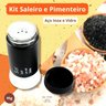 Kit Saleiro Pimenteiro em Inox Vidro Porta Tempreros 2 Peças Conjunto Sal Pimenta Mesa Cozinha Preto - 8