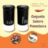 Kit Saleiro Pimenteiro em Inox Vidro Porta Tempreros 2 Peças Conjunto Sal Pimenta Mesa Cozinha Preto - 7