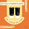 Kit Saleiro Pimenteiro em Inox Vidro Porta Tempreros 2 Peças Conjunto Sal Pimenta Mesa Cozinha Preto - 9