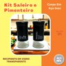 Kit Saleiro Pimenteiro em Inox Vidro Porta Tempreros 2 Peças Conjunto Sal Pimenta Mesa Cozinha Preto - 2