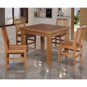 Ver imagem 1 de Mesa Jantar Estela Madeira 1m Pés Diamante em Madeira Maciça com 4 Cadeiras Ripada Confort Castanho
