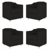 Kit 4 Poltronas Tilla Decorativas Consultório Sala Tecido Suede Cor:Preto - 1