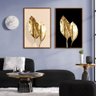 Quadro Premium Textura CX Alta Folhas de Ouro 3 2un 40x60  - Moldura Ocre - 5