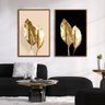 Quadro Premium Textura CX Alta Folhas de Ouro 3 2un 40x60  - Moldura Ocre - 3