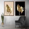Quadro Premium Textura CX Alta Folhas de Ouro 3 2un 40x60  - Moldura Ocre - 4