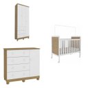 Ver imagem 2 de Quarto de Bebê com Berço Mini Cama Guarda-Roupa 3 Portas e Cômoda Sapateira Ciranda