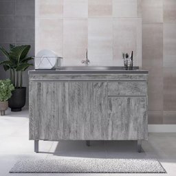 Gabinete Pia 3 Portas 1 Gaveta Pop Rústico 120cm sem Tampo Nathan Móveis - 3