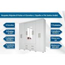 Ver imagem 2 de Quarto Completo Juvenil Guarda Roupa 8 Ptas Nápoles + Cômoda Marabá Branco S. Andirá