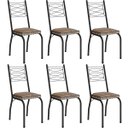 Ver imagem 1 de Kit 6 Cadeiras Aço Carbono Tubular Metálica Acabamento D-25 Luana Preto/rattan