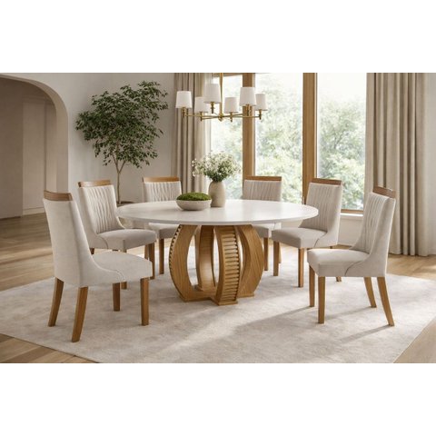 Sala de Jantar 6 Cad C Vidro 1,35m - Nuance - Domus Móveis