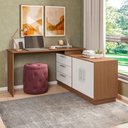 Ver imagem 2 de Mesa Escrivaninha com Cômoda Rocher 2 Portas 3 Gavetas Freijó/branco - Pnr Móveis