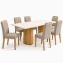 Ver imagem 2 de Conjunto de Mesa 6 Lugares Isla com 6 Cadeiras Lyra em MDF Cinamomo e Off White