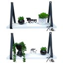 Ver imagem 1 de Kit 2 Prateleiras Brancas Mdf 45x10 - Alça de Couro Legitimo