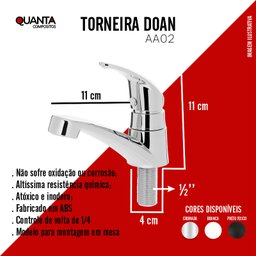 Torneira Lavatório/ Banheiro Cromada Mesa Aa02 Abs Doan Alpes Aa02 - 3