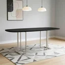 Ver imagem 1 de Mesa Jantar 8 Lugares Retangular Orgânico com Vidro 200cm Pés Industrial Alina N01 Preto Champanhe