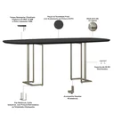 Ver imagem 4 de Mesa Jantar 8 Lugares Retangular Orgânico com Vidro 200cm Pés Industrial Alina N01 Preto Champanhe