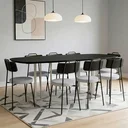 Ver imagem 3 de Mesa Jantar 8 Lugares Retangular Orgânico com Vidro 200cm Pés Industrial Alina N01 Preto Champanhe