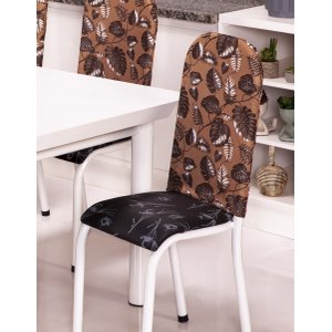 Kit 4 Capas Encosto de Cadeira de Ferro Tubular Cozinha e Jantar Malha Helanca Estampada:5 Folhas Ma