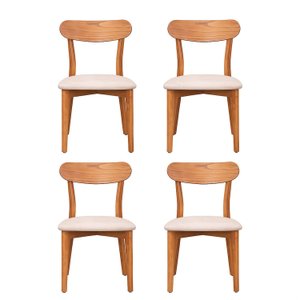 Kit 4 Cadeiras Madeira Maciça Laminadas Ceci CabeCasa MadeiraOriginals