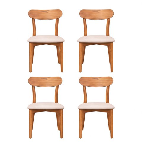 Kit 4 Cadeiras Madeira Maciça Laminadas Ceci CabeCasa MadeiraOriginals