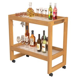 Carrinho Multiuso Aparador Apoio Barzinho com Rodinhas:pérola