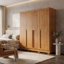 Ver imagem 1 de Armário Guarda Roupa Casal 4 Portas 3 Gavetas Sistema Domus Flex Closet MDF MDP Premium Cedro 160cm