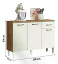 Ver imagem 1 de Balcão de Cozinha 3 Portas C/ Tampo 1,20m Aurora - Atacama / Off White