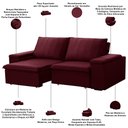 Ver imagem 3 de Sofá 3 Lugares Retrátil Reclinável para Sala 205cm Malfati F04 Veludo Vermelho - Lyam Decor