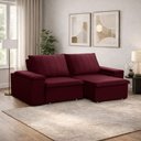 Ver imagem 2 de Sofá 3 Lugares Retrátil Reclinável para Sala 205cm Malfati F04 Veludo Vermelho - Lyam Decor