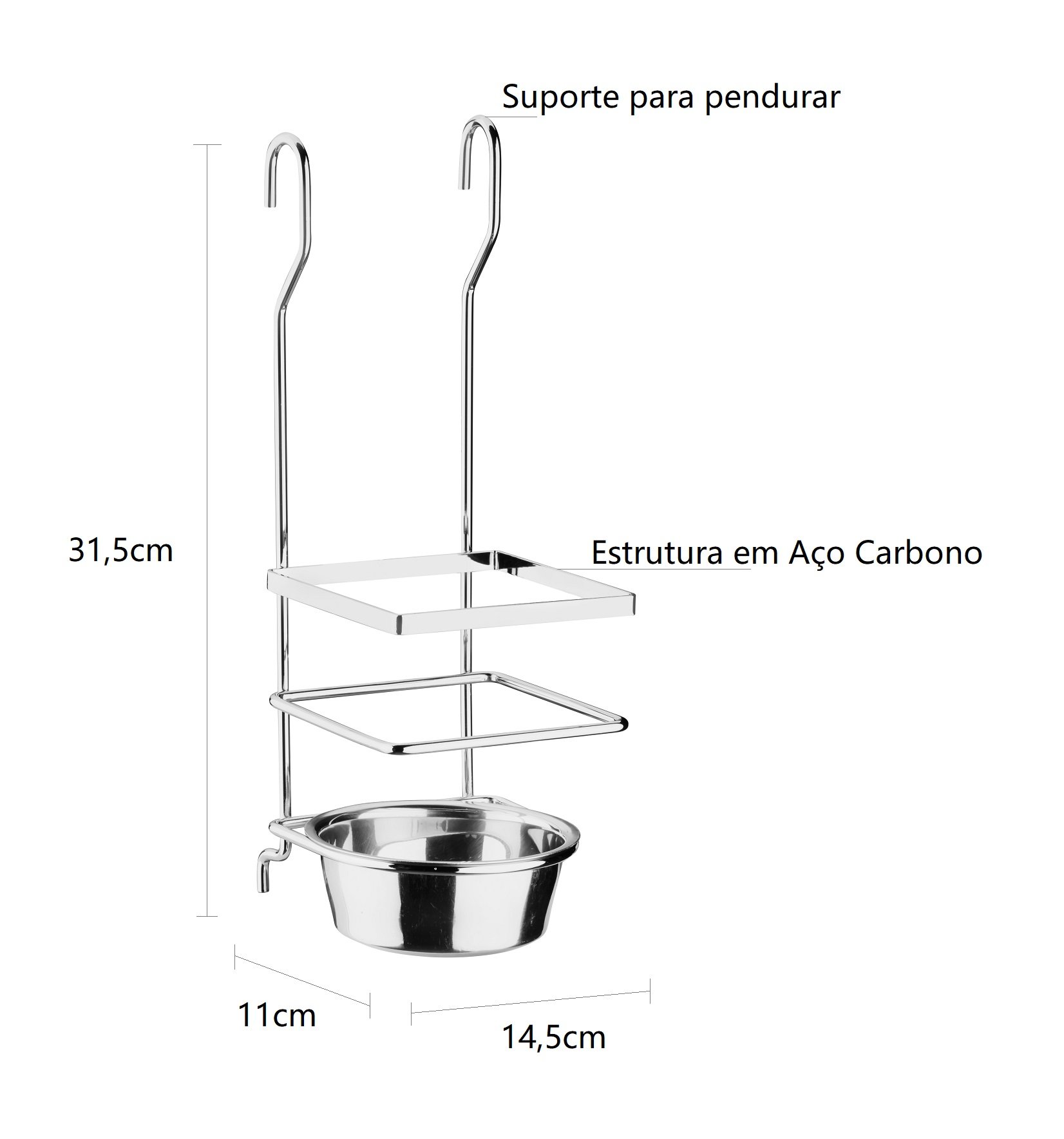 Suporte Para Talheres Aéreo de Pendurar Cozinha Aço Schmitt:Cromado - 2