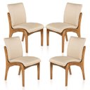 Ver imagem 1 de Kit 4 Cadeiras de Jantar Estofada Lisboa 90 x 52 Cm Madeira Maciça Imbuia Linho Bege M58 - RMI
