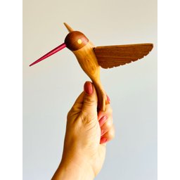 Beija-flor em Madeira para Parede. Escultura Artesanal. Decoração de Interiores - 2