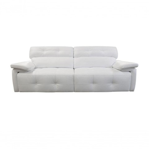 Sofá Retrátil e Reclinável de Couro Queen 2,40 M Branco Pigmentado - Mempra Design