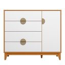 Ver imagem 1 de Cômoda Sapateira 4 Gavetas 1 Porta 100% MDF Cauê Cinamomo/Branco